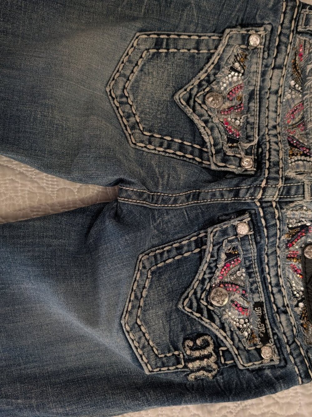 Miss Me Tribal Aztec Embellished Skinny Jeans Women's Size 25 JE8001S3L
